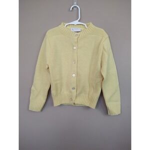Vintage T.E. Kids Yellow‎ Knit Button Front Cardigan Sweater Size 6 100% Acrylic
